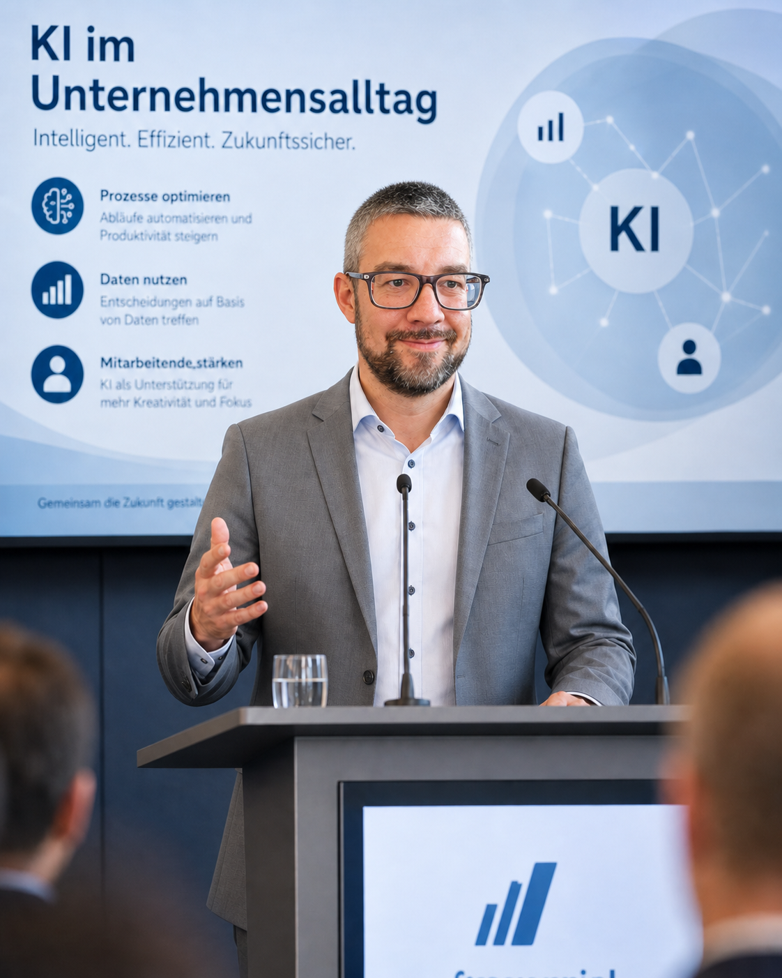 Tobias Konnerth bei einer Keynote zu KI im Unternehmensalltag
